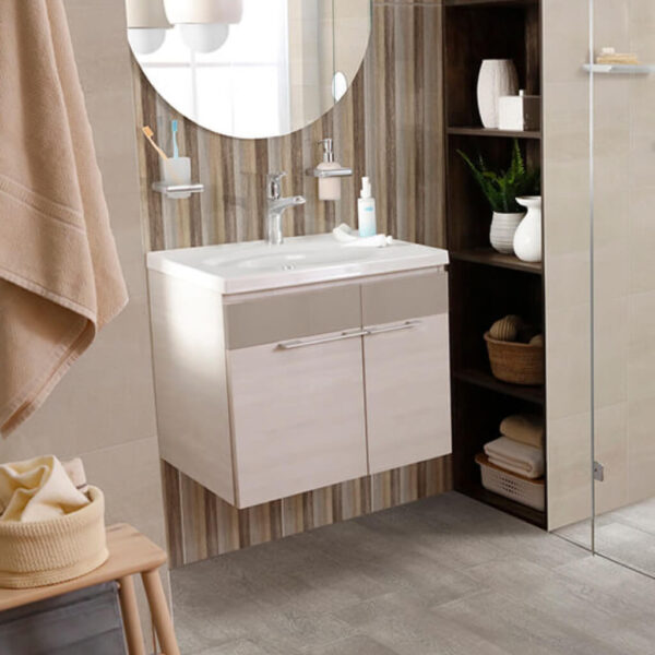 Mueble de Baño Elipse Plus Gris 60 + Lavatorio Elipse Blanco